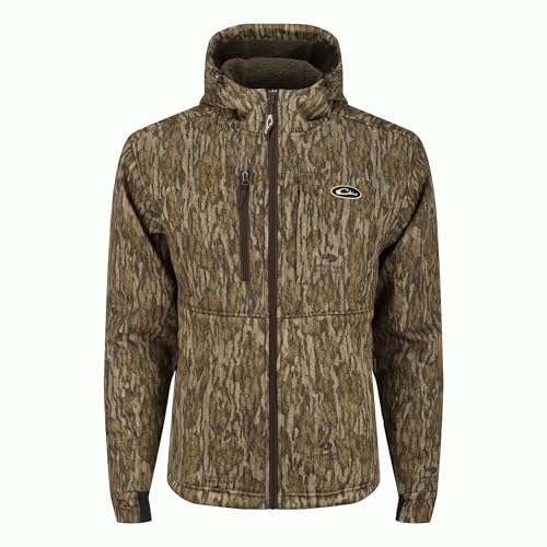 DRAKE Men's MST Hole Shot Hooded Windproof Eqwader 3-Layer Warm Sherpa-Lined Full Zip Hunting Jacket