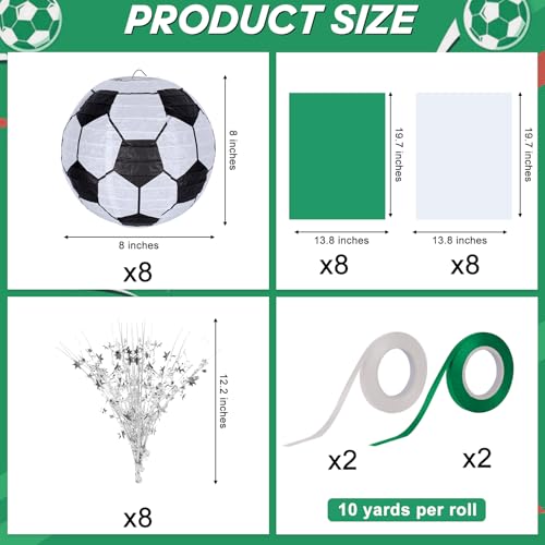 36 Pieces Soccer Paper Lanterns Centerpieces Decorations 8'' Soccer Lanterns Table Centerpieces with Metallic Foil Centerp...