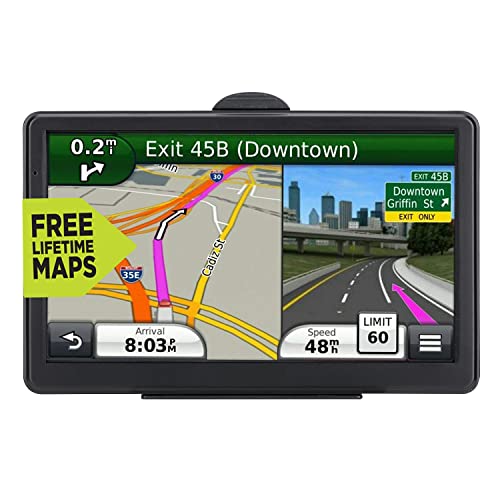 GPS Navigation for Car, 2025 Map 7 inch Touch Screen Car GPS, Voice Turn Direction Guidance, Support Speed and Red Light W...
