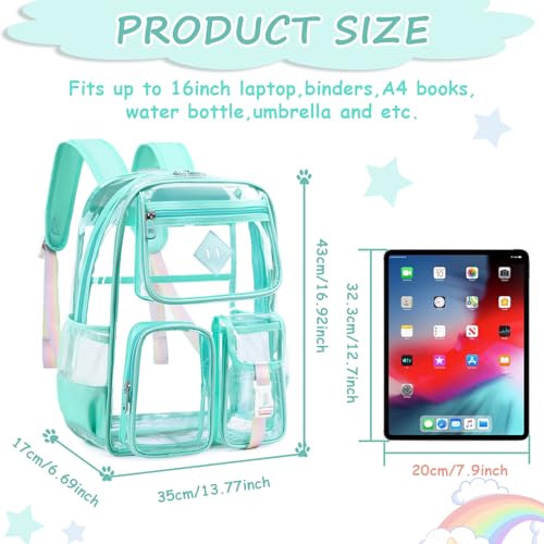 PIG PIG GIRL Clear Backpack for School,Heavy Duty PVC Transparent Bookbag for Girls Stadium Approved See Through Backpack