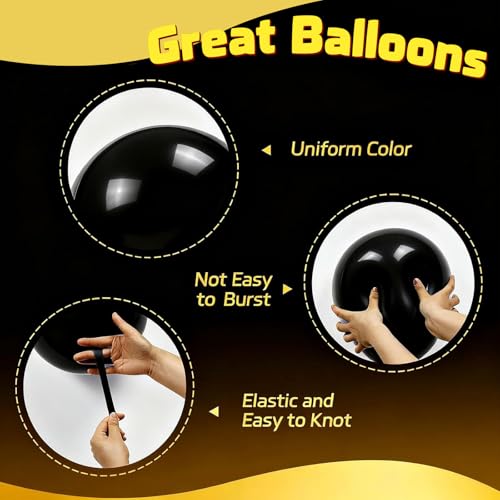 Black and Gold Balloons, 60PCS 12 Inch Confetti Gold and Black Balloons for Birthday, Wedding, Graduation, Baby Shower, En...
