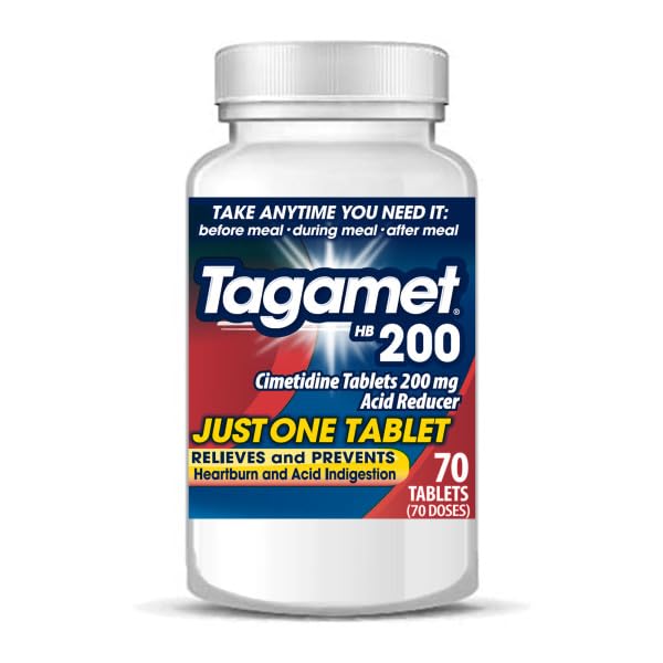 Tagamet HB 200 mg Cimetidine Acid Reducer and Heartburn Relief, Relieves and Prevents Indigestion, 70 Count