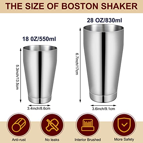 Lallisa 10 Pieces Cocktail Shakers Professional Bar Boston Shaker Set Stainless Steel Martini Shaker Drink Mixer Basic Too...