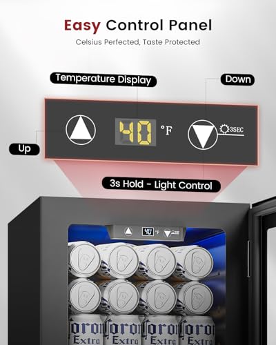 Feelfunn 24 Cans Beverage Refrigerator Cooler - Mini Fridge with Digital Temperature Control, Soda Wine Beer Drink Fridge...