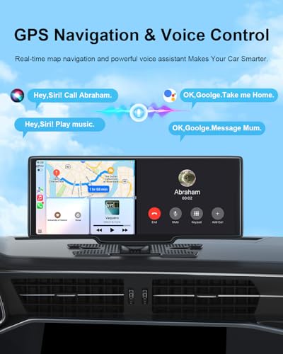 KLZHP001 Carplay Screen for Car, 10.26'' HD IPS Apple Carplay & Android Auto Screen, 4K Dash Cam, 1080P Rear Camera, Wirel...