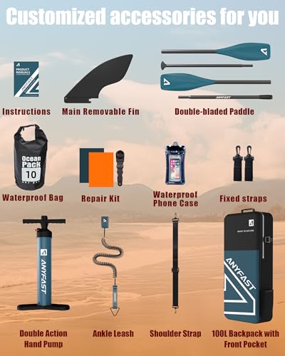 ANYFAST Inflatable Stand Up Paddle Boards - Extra Wide Fishing Paddleboard,Cool Design,Ultra Stable Standup SUP,15 D-Ring...