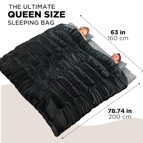 Double Sleeping Bag - XL Sleeping Bags for Adults Two Person - Queen Size Double Sleeping Bags for Adults 2 Person - Sleep...