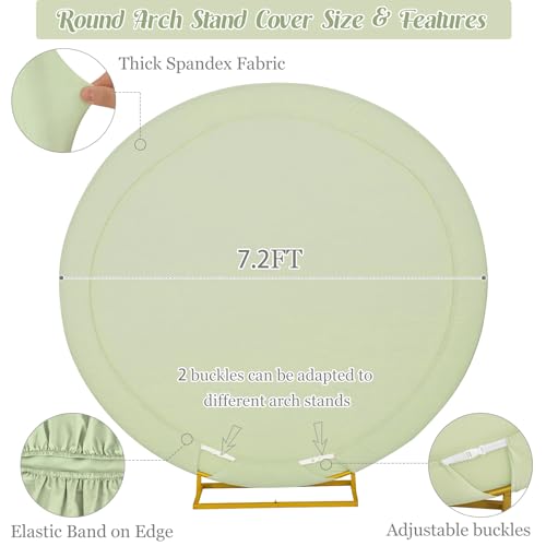 7.2FT Round Spandex Fitted Wedding Arch Cover for Circle Arch Stand, Thick Spandex Fabric Adjustable Round Arch Backdrop C...