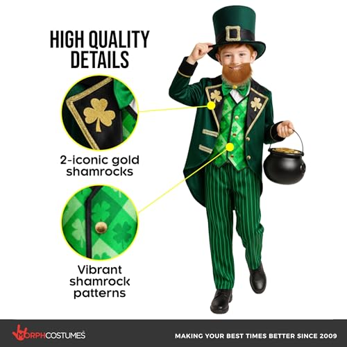 Morph Leprechaun Costume Kids Boy, Boys Leprechaun Costume, St Patricks Day Costumes Kids, Full St Patricks Outfit Boys