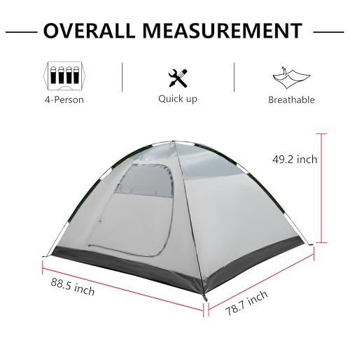 ASFANES Screened Camping Tent, 4/6 Person Waterproof, Haven Tent, Backpack Double Layer Camping Tents with Canopy, Easy Se...