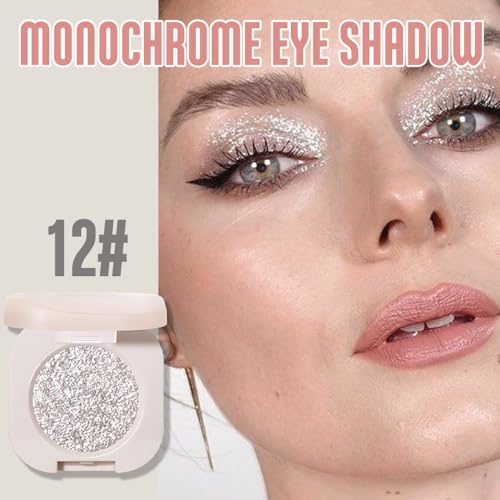 FeiCuiYun Glitter Shimmer Sparkle Eyeshadow Palette Makeup for Older Women, Silver Glitter Shimmer Metallic Holographic Mu...