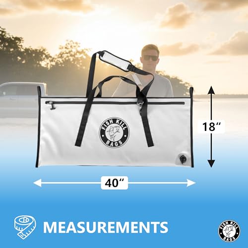 Fish Kill Bags Flat PVC Tarpaulin Insulated Fish Cooler Kill Bag for Fishing with Easy Grip and Carry Handles, 3 Sizes