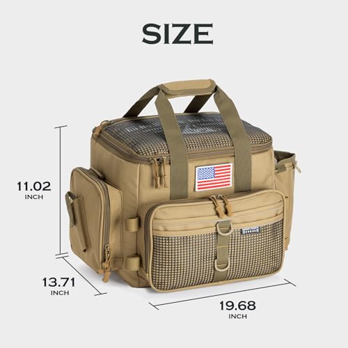 Ghosthorn Fishing Tackle Bag with Rod Holder Saltwater & Freshwater Resistant Large Tackle Box Bag - Adjustable Padded Sho...