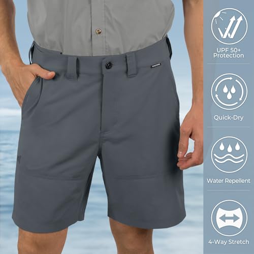 KastKing Cool Caster Men's Fishing Shorts, UPF 50+ Hiking Shorts, 10.5” and 7.5” Available, Water Repellent, 4-Way Stretch