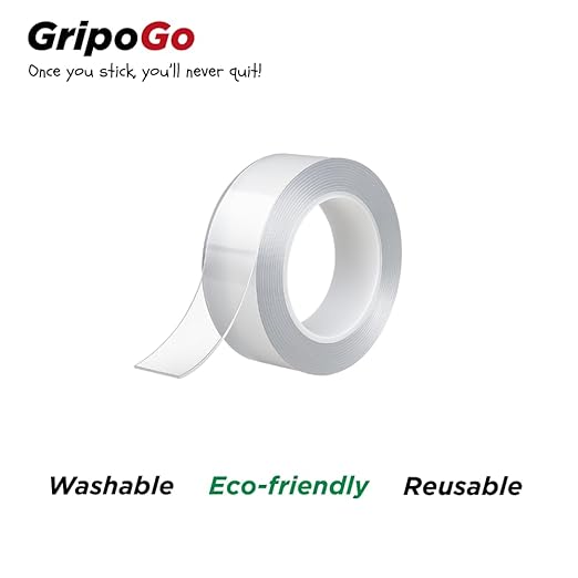 Nano Double-Sided Tape - Heavy-Duty Clear Mounting Tape, Removable & Reusable Gel Adhesive - Washable, Multipurpose Wall Tape for Poster Hanging, Rug Grip, DIY, Home & Office Use