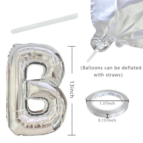 Silver Happy Birthday Balloon Banner Set -16 Inch Foil Letters Balloons, Reusable Birthday Decorations and Party Supplies,...