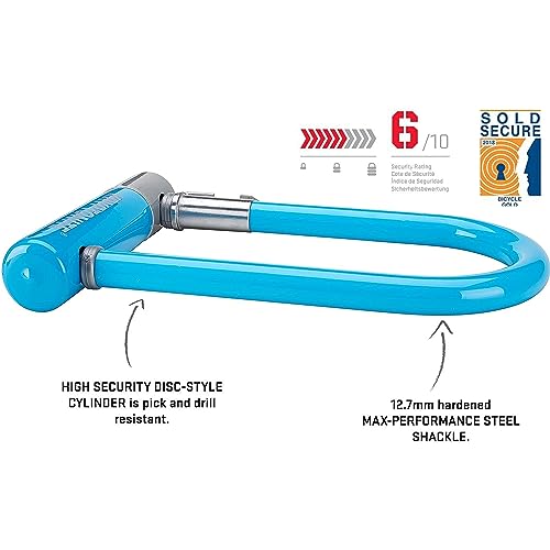 Kryptonite Kryptolok Mini-7 Bike U-Lock, Heavy Duty Anti-Theft Bicycle U Lock, 12.7mm Shackle with Mounting Bracket and Keys, High Security Lock for Bicycles Scooters, Light Blue