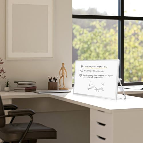 AMUSIGHT Dry Erase Magnetic White Board, 16" x 12" Double-Sided Desktop Whiteboard with Stand, Portable Small Whiteboard S...