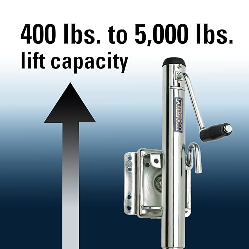 Fulton XP10 0101 Utility Trailer Jack, Side Mount, 1,200 lbs. Lift Capacity, Sidewind, Bolt-On, 10 Inch Travel