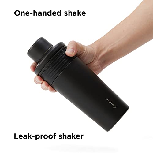 Rabbit Wine 18 oz Stainless Steel Cocktail Shaker, Multi-Use Stainless Steel Topper with 1.5 oz Jigger Cap and Strainer, B...