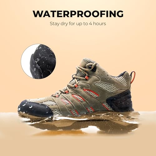 NORTIV 8 Women's Waterproof Hiking Boots Outdoor Trekking Mid Backpacking Mountaineering lightweight boots