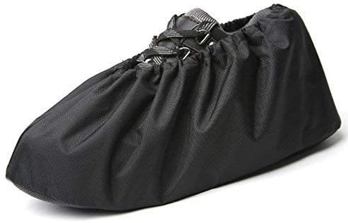 Jron 5 Pairs Premium Reusable Washable Shoe Cover Boot Covers for Contractors (5 Pairs | US 12-14 For Shoes/US 11-13 For Boots, Black)