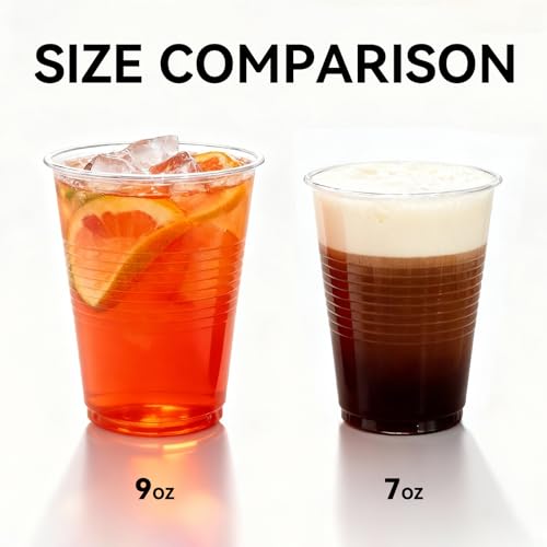 UPLIKSMEN 9 oz Plastic Cups,504 pack-Clear Disposable Drinking Cups, Water Cups for Cold beverages，Plastic Clear Cups for ...