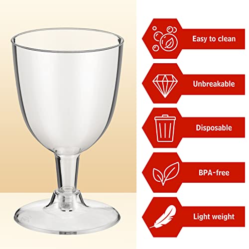Thenshop 200 Pack 6 oz Disposable Plastic Wine Glasses with Stem, Clear Wine Glasses Cups for Weddings Birthdays Bridal Sh...