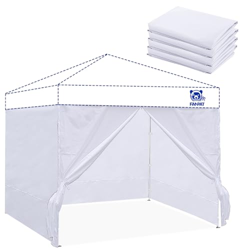 Fanpat Instant Canopy Tent Sidewalls for 10x10 Pop Up Canopy 210D Waterproof,4 Piece Sidewalls, with Doors,White(4PCS Side...
