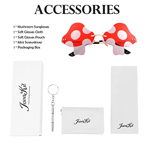 JOVAKIT Mushroom Shaped Sunglasses for Women Men Vintage Rimless Sun Glasses Retro rave Party Halloween Eyeglasses