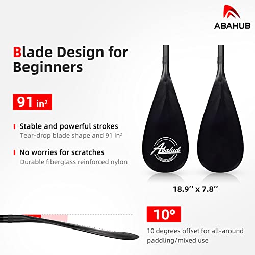 Abahub Carbon Fiber SUP Paddles, 1 x 3 Section Adjustable 67" - 86" Carbon Fiber Shaft, Lightweight Stand-up Paddle Oars f...