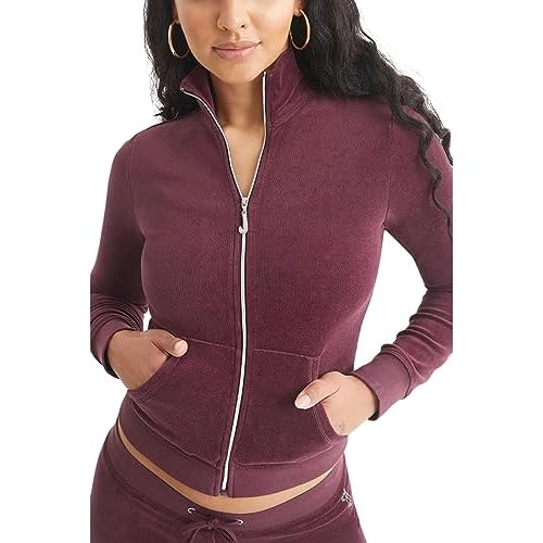 Ombre Bling Cotton Velour Mockneck Track Jacket