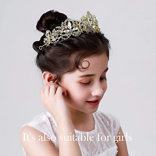 Exacoo Gold Tiara Wedding Tiaras and Crowns for Women,Rhinestone Queen Women Princess Crown Birthday Headbands Prom Bridal...