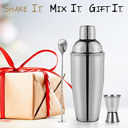 Premium Mixology Cocktail Shaker Set | 4 Piece Bar Tool Set, Silver Bar Set Cocktail Shaker Set for Drink Mixing - Include...