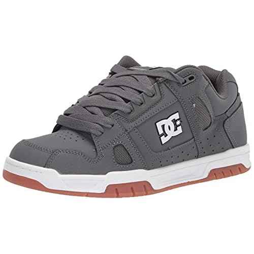 DC Shoes Men's Stag Low Top Skate Shoe, Grey/Gum, 7.5