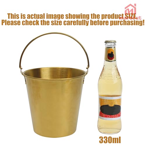 Gold Champagne Bucket for Ice Drink Bottle Beer Drinks Cooling Chilling Beverage Wine, Container Tub Chiller Buckets with ...