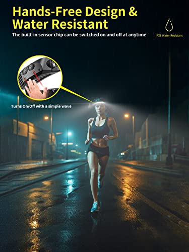 Smiling Shark LED Headlamp, 230°Wide Angle 3*White Light 2 Pack The Brightest Head Lamp Rechargeable Motion Sensor Waterpr...