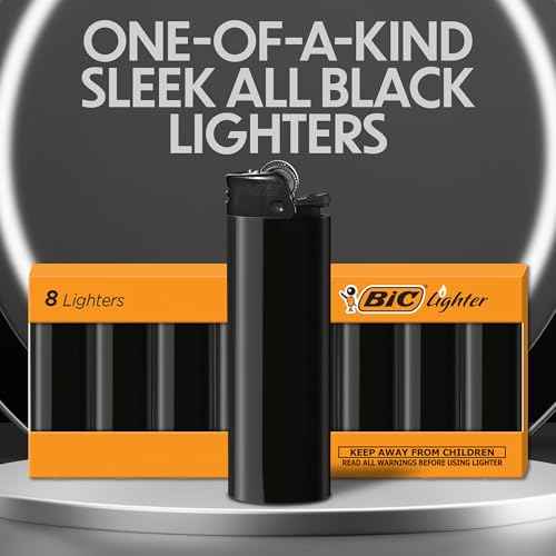 BIC Maxi Pocket Lighters, Safe and Reliable, Long-Lasting Pocket Lighters for Holiday and Everyday Use, All Black, 8-Pack