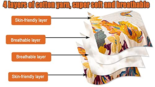 MSGKV Boho Throw Blanket 60''x80'',100% Cotton Blankets for Couch Bed,Cotton Quilt Travel Muslin Blankets Farmhouse Home D...