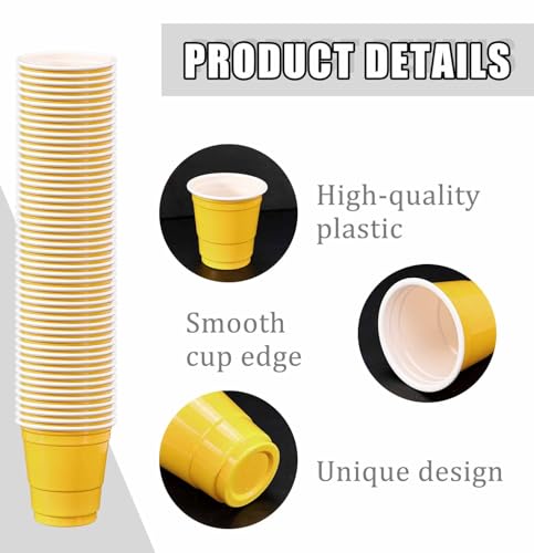 AVXINSOK 100 Pack 2 oz Yellow Plastic Shot Cups Disposable Shot Glasses Mini Shot Cups for Party Wedding Graduation Wine B...