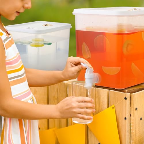 Domensi 2 Pack 2 Gallon Drink Dispenser for Fridge with Spigot Water Dispenser Leak Proof Lids Filter Screen Beverage Juic...