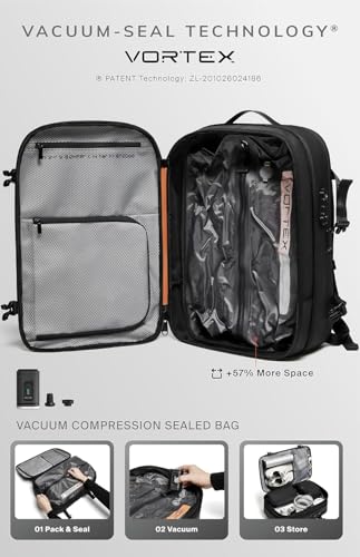 BlackVoyage Vortex Vacuum Seal Travel Backpack 60L Expandable Air Compression System Water Resistant TSA Lock Carry-On Sui...