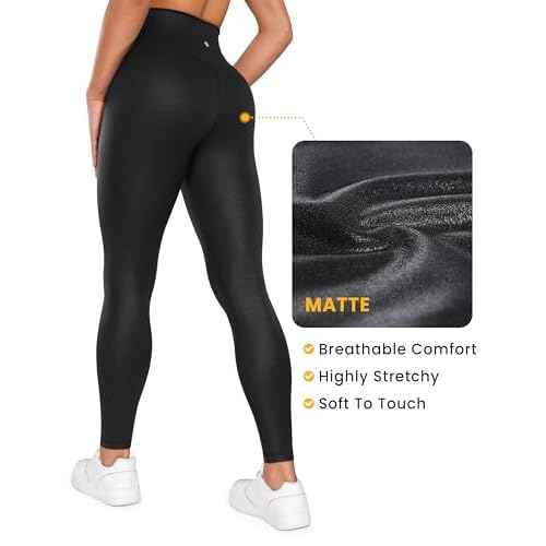 CRZ YOGA Womens Butterluxe Matte Faux Leather Cross Waist Leggings 28" - V Crossover High Waisted Lounge