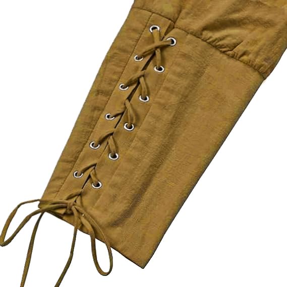 Kids Renaissance Ankle Banded Pirate Pants Medieval Viking Lace Up Tapered Trousers Halloween Costume 6-8 Years Brown