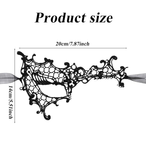 Telooco Black Masquerade Mask for Women Rhinestone Lace Masquerade Mask Sparkly Half Eye Masks for Mardi Gras Cosplay Cost...