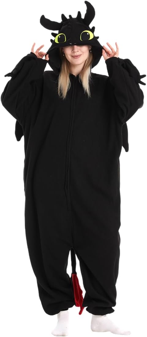 XELNOL Unisex Adult Onesie Dragon Animal Pajamas,Halloween Cosplay Costumes,Cartoon Costumes Party Wear