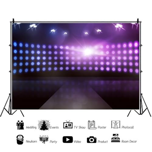 Baocicco Empty Stage with Lamp Sparkling Backdrop 12x8ft Photography Background Spotlight Catwalk Model T Stage Show Fashi...