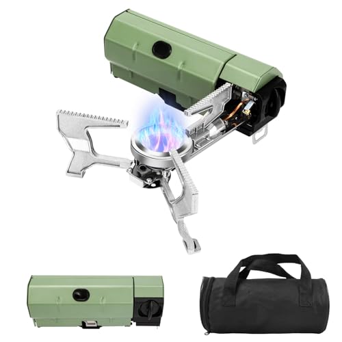 Hisencn Portable Camping Stove with Storage Bag | 8871 BTU/2600W High-Power Outdoor Gas Stove for Hiking, Picnic, RV Trips...