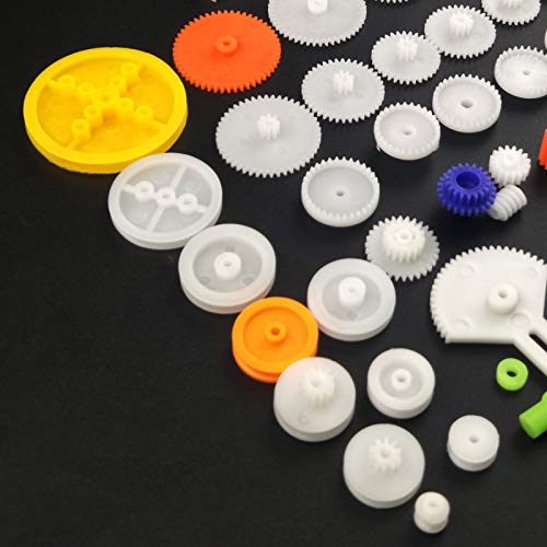 EUDAX 82 pcs Plastic Gear Package Kit - DIY Gear Assortment Accessories Set for Toy Motor Car Robot Various Axle Belt Bush...