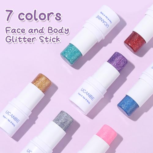 UCANBE Yellow Body Glitter Stick, Face Glitter for Singer Concerts Music Festival, Chunky Glitter Makeup Rave Accessories ...